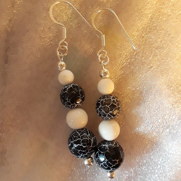 Black Dream Fire DragonVein Agate Necklace/Earring - Picture 6 of 8